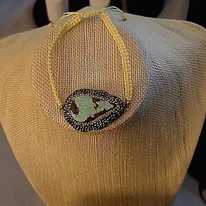 TURQUOISE Swarovski blck & Clear crystals 925 silver braided string bracelet